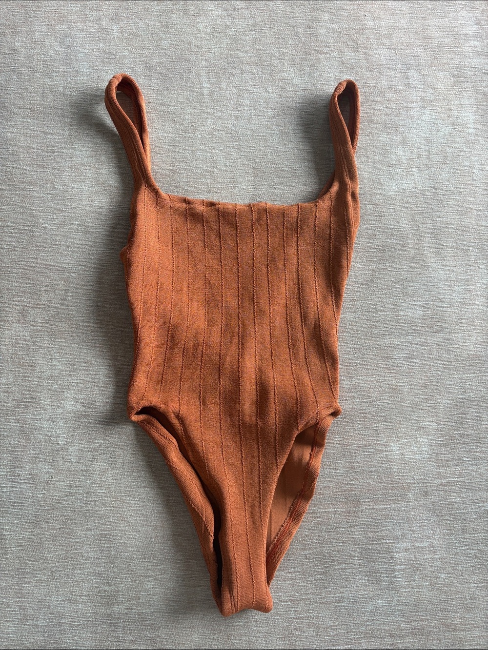 Hunza G Ribbed One-Piece Swimsuit in Burnt Orange